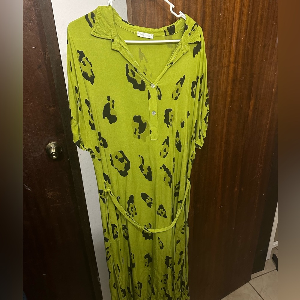 green leopard maxi dress